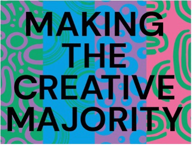 Cover image for the report titled 'Making the Creative Majority' featuring colorful abstract patterns and bold black text on a vibrant background.